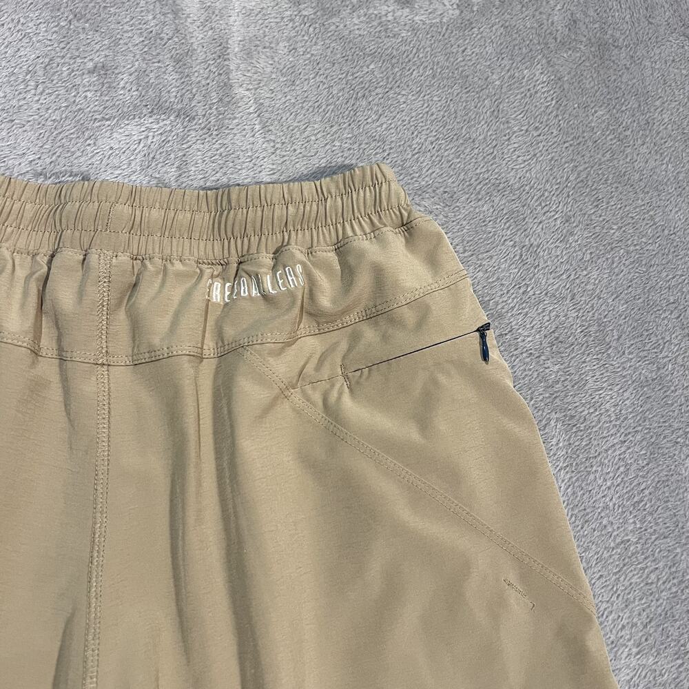 Freeballers Shorts Mens Medium Khaki Tan Lined Athletic Performance Zip Pocket - Picture 6 of 10